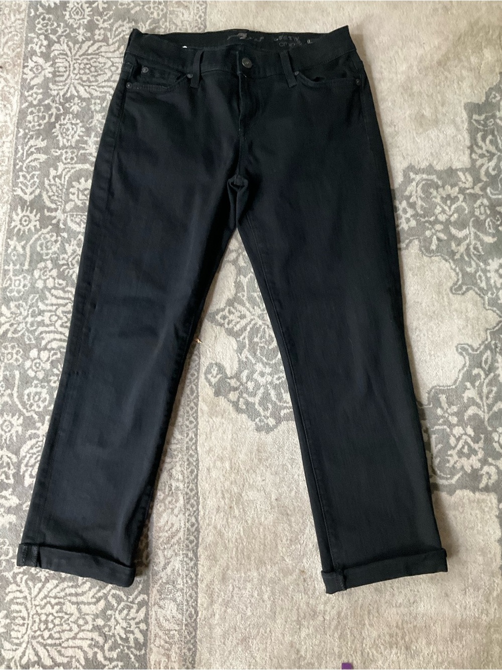 7 For All Mankind Black Skinny Crop & Roll Style